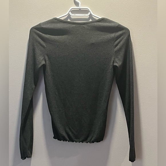 Women’s Popular 21 Long Sleeve Scoop Neck With V Openings Ribbed Top - Picture 7 of 7